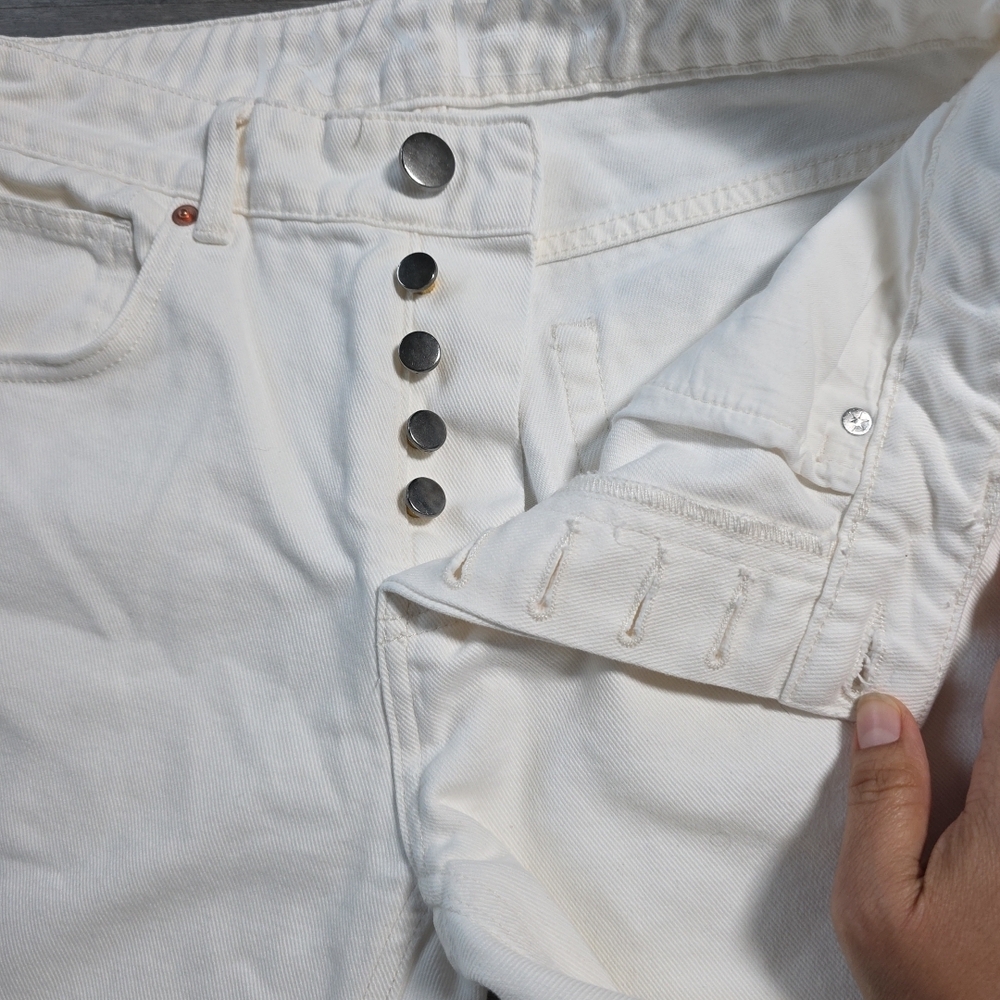 Raey Women's Ivory Wide Leg 100% Organic Cotton Button Fly Jeans ~ Size 24 - Picture 3 of 8